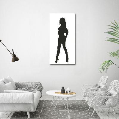 Quadro di vetro verticale Silhouette di una donna