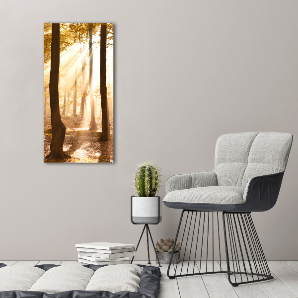 Quadro stampa su vetro verticale Foresta in autunno