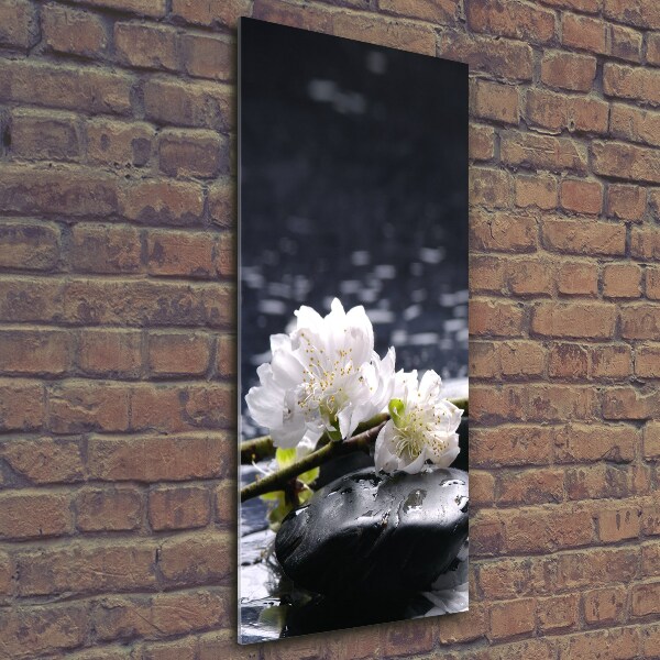 Quadro in vetro verticale Fiori e pietre