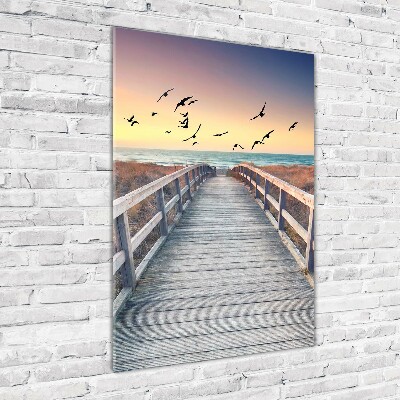 Quadro di vetro verticale Sentiero per la spiaggia