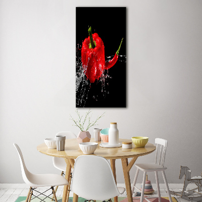 Quadro in vetro verticale Due peperoni