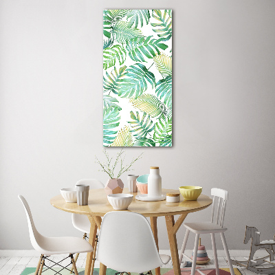 Quadro in vetro verticale Foglie tropicali