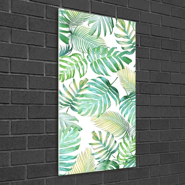 Quadro in vetro verticale Foglie tropicali