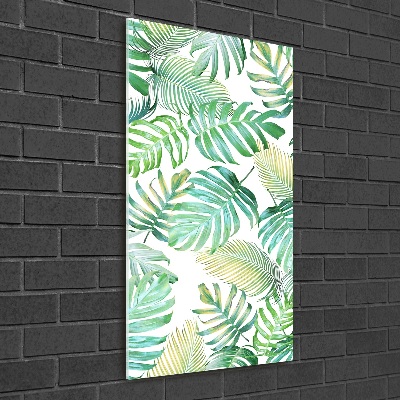 Quadro in vetro verticale Foglie tropicali