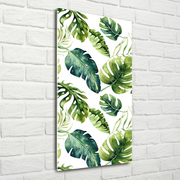 Quadro di vetro verticale Foglie tropicali