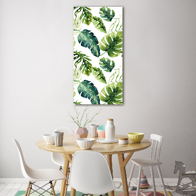 Quadro di vetro verticale Foglie tropicali