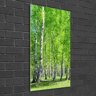 Quadro di vetro verticale Foresta di betulle