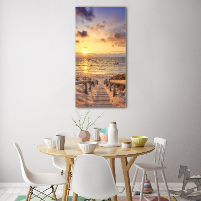 Quadro stampa su vetro verticale Sentiero per la spiaggia