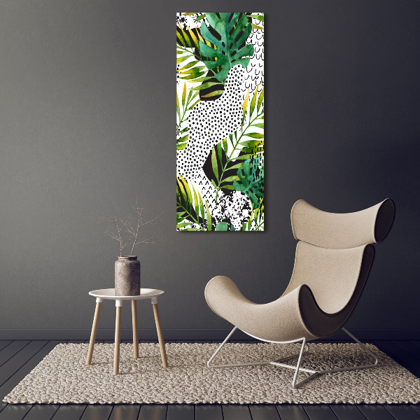 Quadro di vetro verticale Foglie tropicali