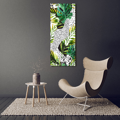 Quadro di vetro verticale Foglie tropicali