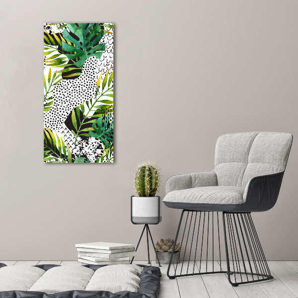Quadro di vetro verticale Foglie tropicali