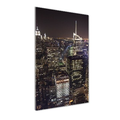 Quadro stampa su vetro verticale New York di notte