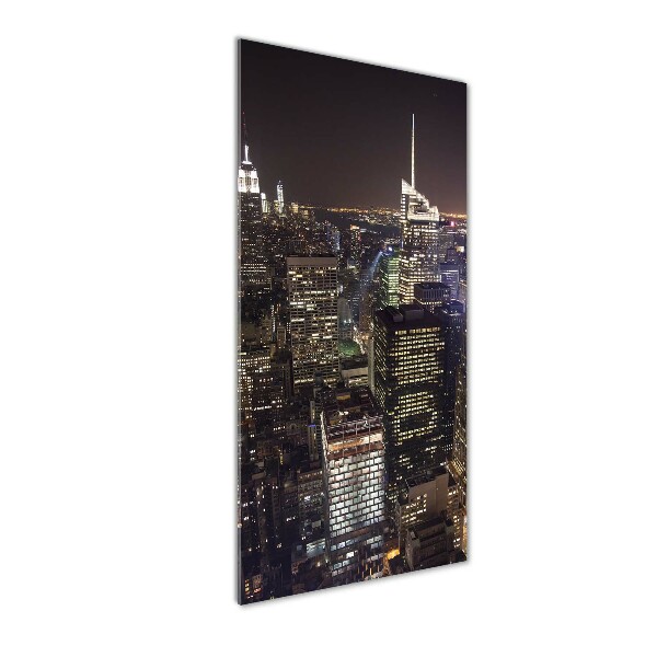 Quadro stampa su vetro verticale New York di notte
