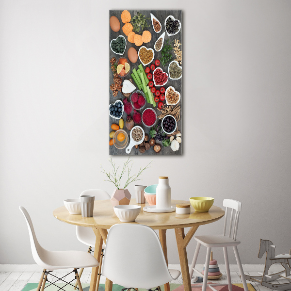 Quadro di vetro verticale Cibo sano