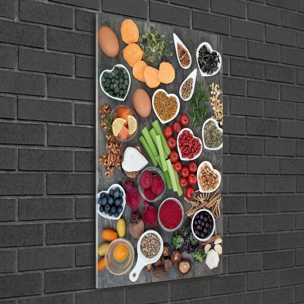 Quadro di vetro verticale Cibo sano
