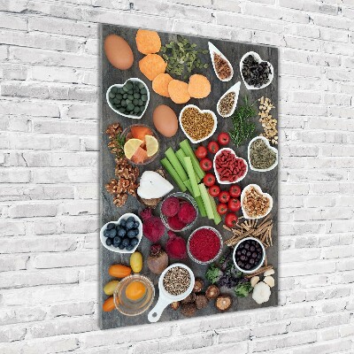 Quadro di vetro verticale Cibo sano