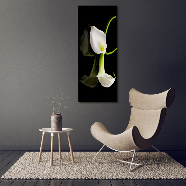 Quadro vetro verticale Calla bianca