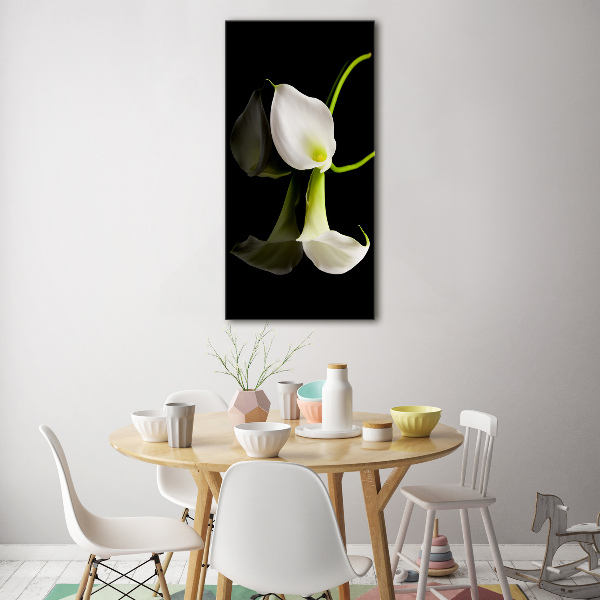 Quadro vetro verticale Calla bianca