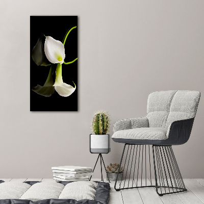 Quadro vetro verticale Calla bianca