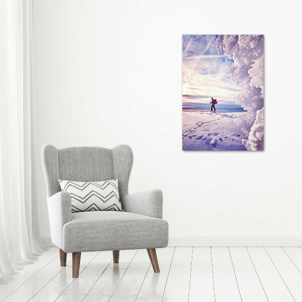 Quadro di vetro verticale Sciatore