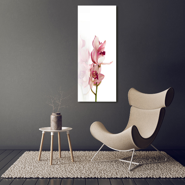 Quadro di vetro verticale Orchidea rosa