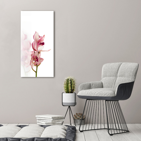 Quadro di vetro verticale Orchidea rosa