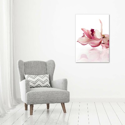 Quadro di vetro verticale Orchidea rosa