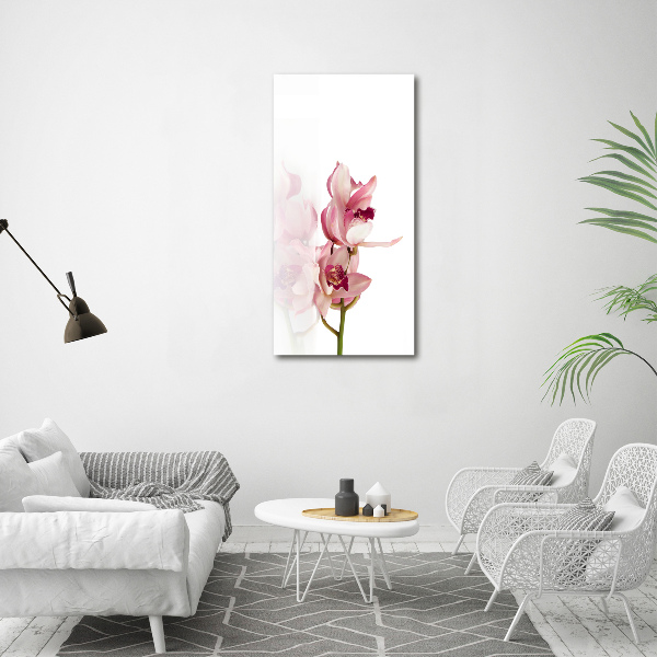 Quadro di vetro verticale Orchidea rosa