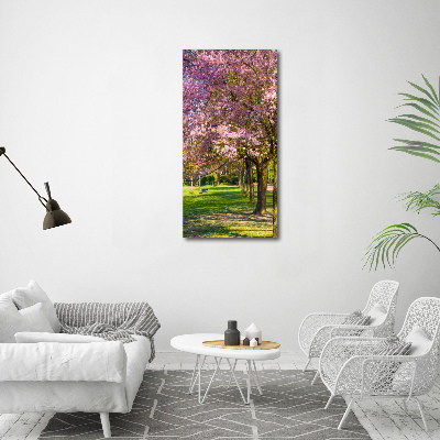 Quadro in vetro verticale Alberi di ciliegio