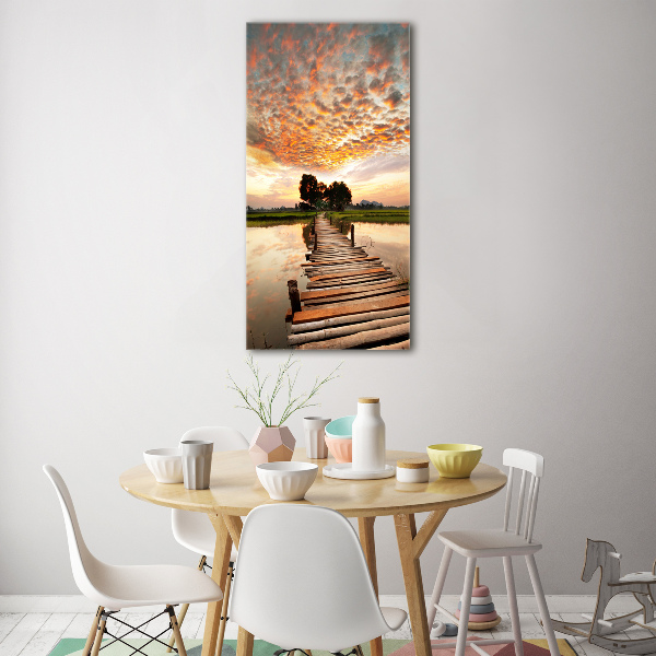 Quadro stampa su vetro verticale Ponte di legno