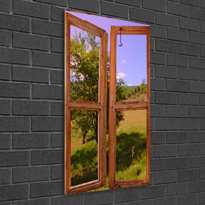 Quadro in vetro verticale Il paesaggio fuori dalla finestra