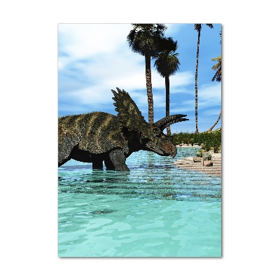 Quadro in vetro verticale Dinosauri sulla spiaggia