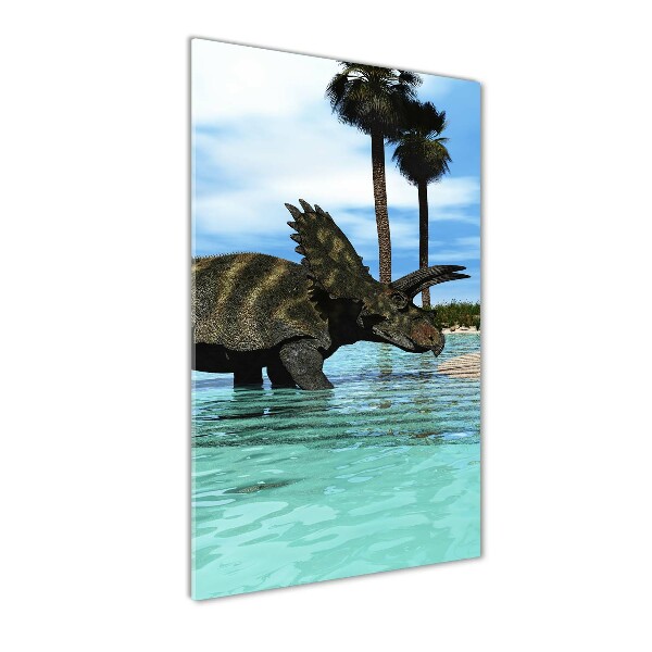 Quadro in vetro verticale Dinosauri sulla spiaggia