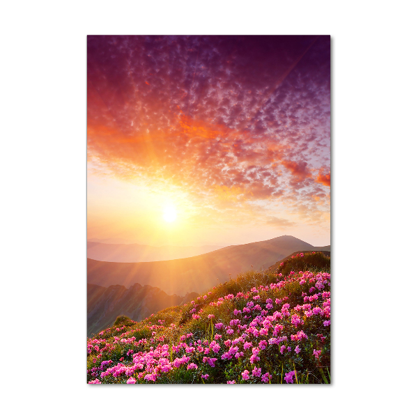Quadro di vetro verticale Primavera in montagna