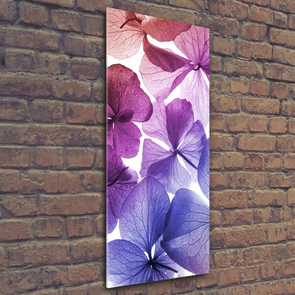 Quadro in vetro verticale Fiori viola