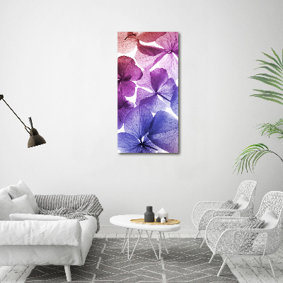 Quadro in vetro verticale Fiori viola