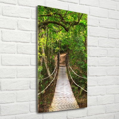 Quadro vetro verticale Ponte sospeso nella foresta
