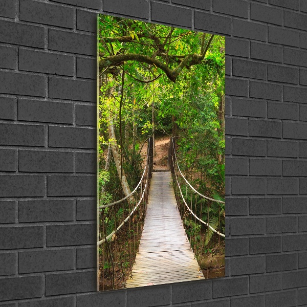 Quadro vetro verticale Ponte sospeso nella foresta