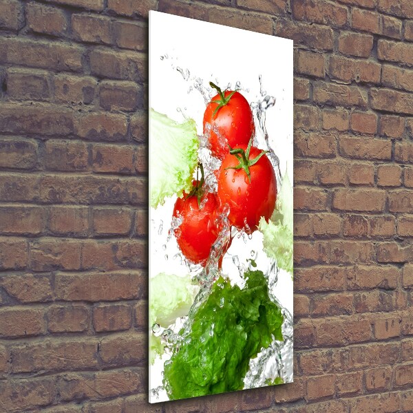 Quadro in vetro verticale Pomodori e lattuga