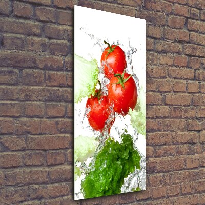 Quadro in vetro verticale Pomodori e lattuga