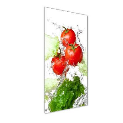 Quadro in vetro verticale Pomodori e lattuga
