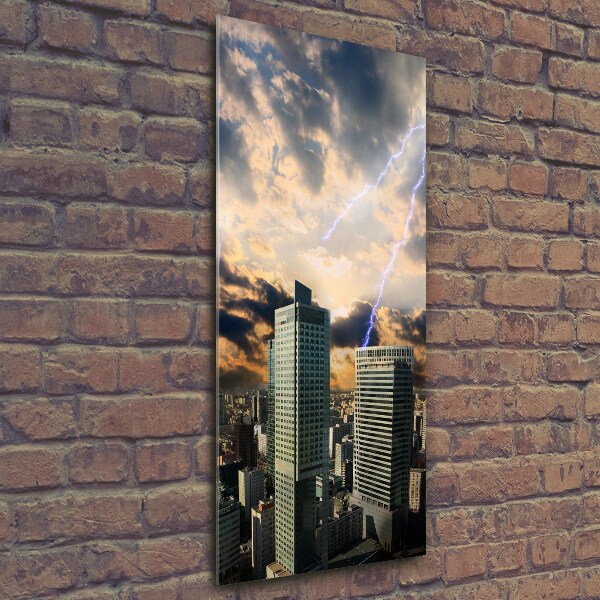Quadro stampa su vetro verticale Tempesta su Varsavia