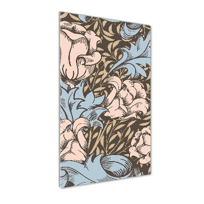 Quadro in vetro verticale Fiori e foglie