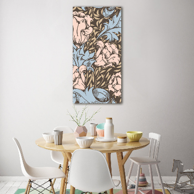 Quadro in vetro verticale Fiori e foglie