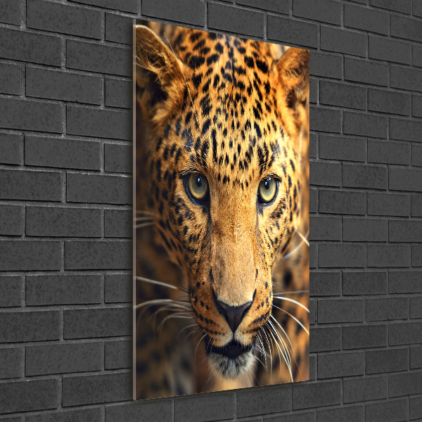 Quadro vetro verticale Leopardo