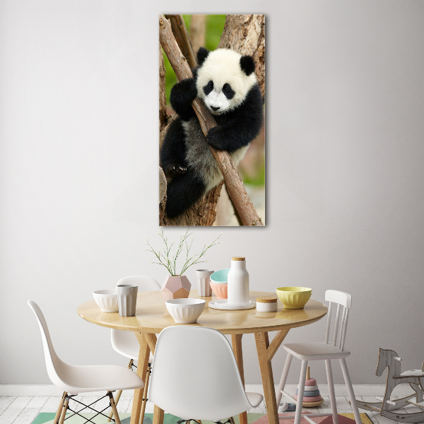 Quadro di vetro verticale Un panda su un albero