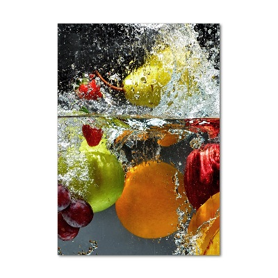 Quadro di vetro verticale Frutti sott'acqua