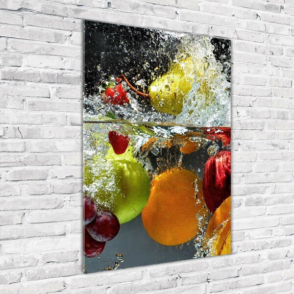 Quadro di vetro verticale Frutti sott'acqua