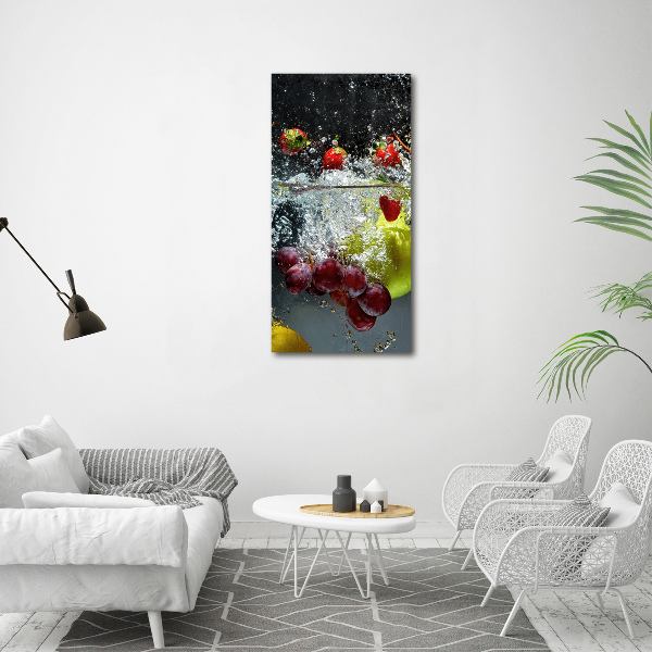 Quadro di vetro verticale Frutti sott'acqua