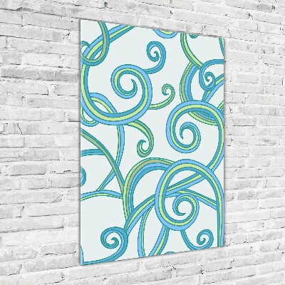 Quadro stampa su vetro verticale Spirali astratte